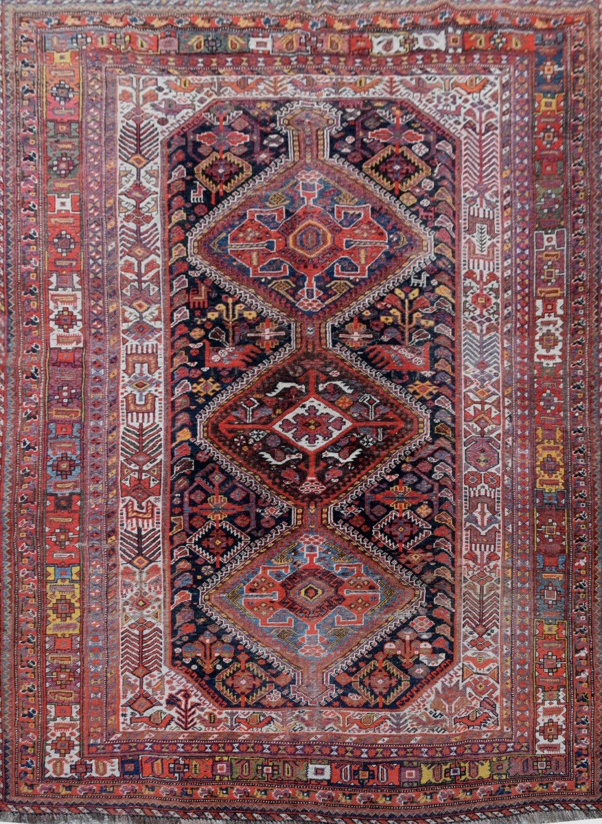 Tapis d'Orient Iran Shiraz  Tribus  Khamseh : 3.00 X 1.85 Mètres