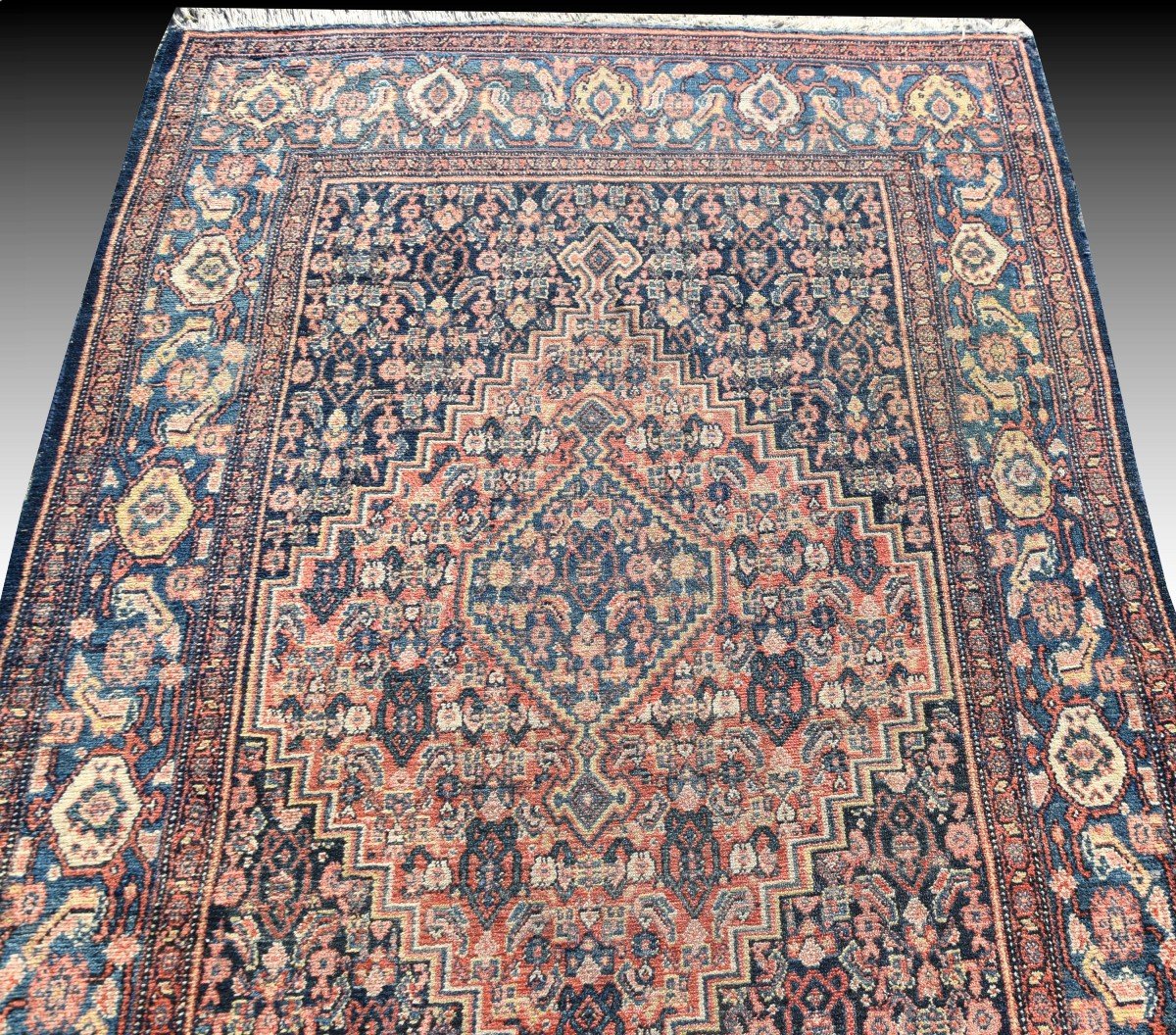 Large Oriental Rug Senneh Iran Kurdish Tribes: 6.40 X 1.00 Meters -photo-6