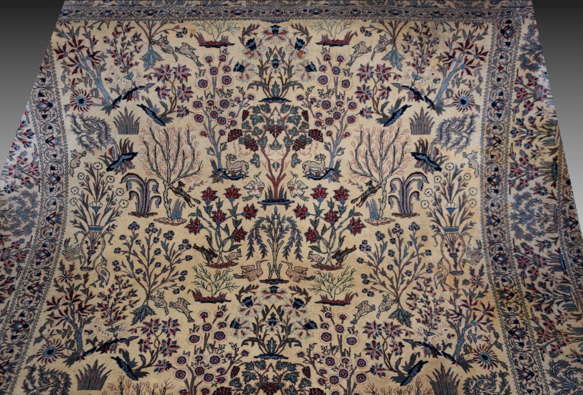 Oriental Rug Iran Nain Wool And Silk - Signed - 1.60 X 2.30 Meters-photo-3