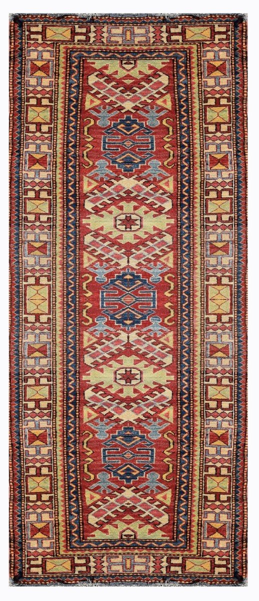 Tapis d'Orient Ghazni Kazak Afghanistan : 3.09 x 0.80 Mètres -Tapis de Couloir-photo-3