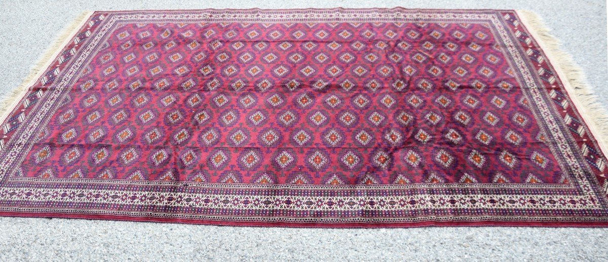 Grand Tapis Turkmène Semi-antique Boukhara Yomouth  370 × 224 Cm- Fait Main-photo-3