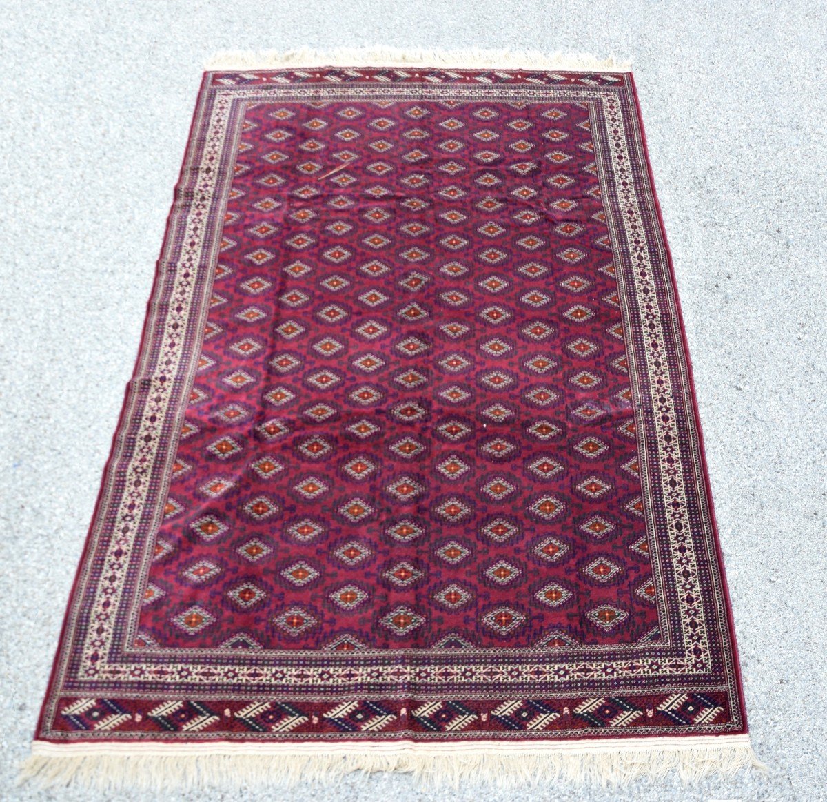 Grand Tapis Turkmène Semi-antique Boukhara Yomouth  370 × 224 Cm- Fait Main-photo-4