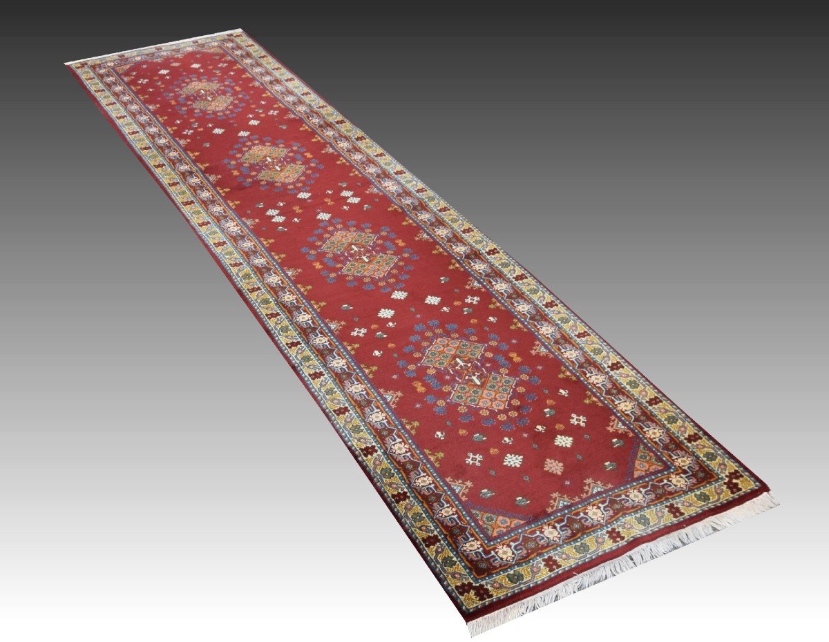 Grand Tapis De Couloir Tunisien Fait Main : 0.89 X 3.80 Mètres -photo-4