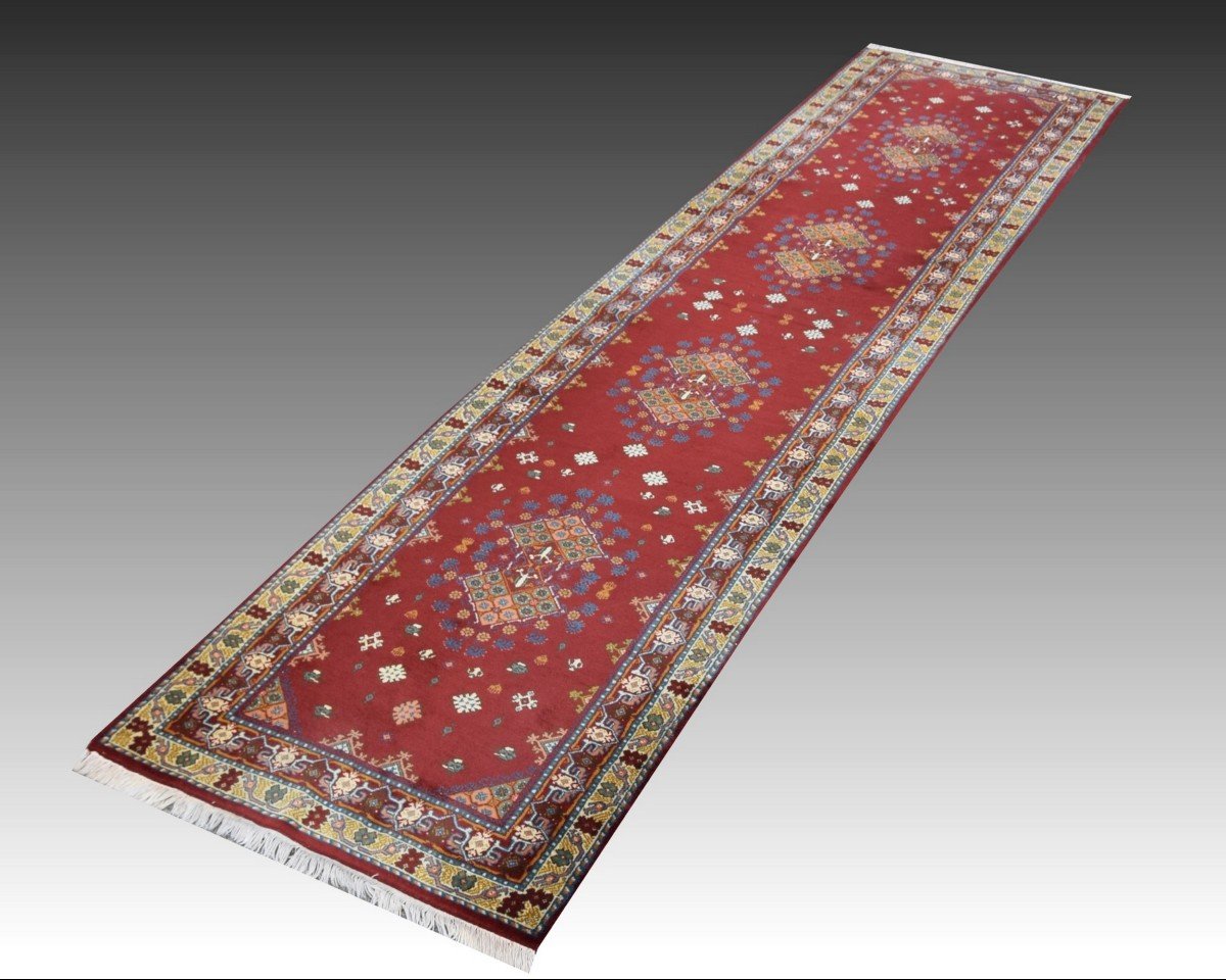 Grand Tapis De Couloir Tunisien Fait Main : 0.89 X 3.80 Mètres -photo-8