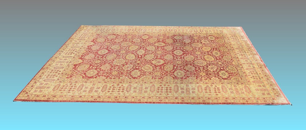 Large Ziegler Oriental Rug: 3.90 X 2.80 Meters - Handmade In Wool-photo-3