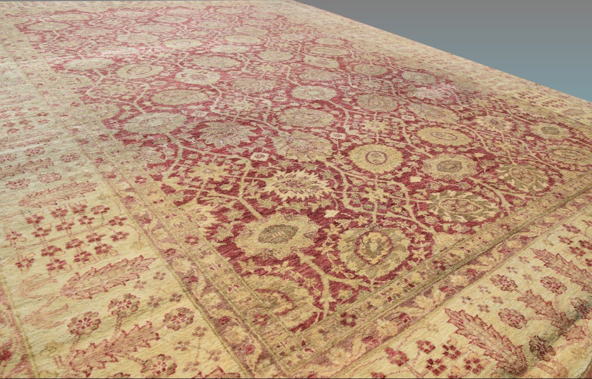 Large Ziegler Oriental Rug: 3.90 X 2.80 Meters - Handmade In Wool-photo-4