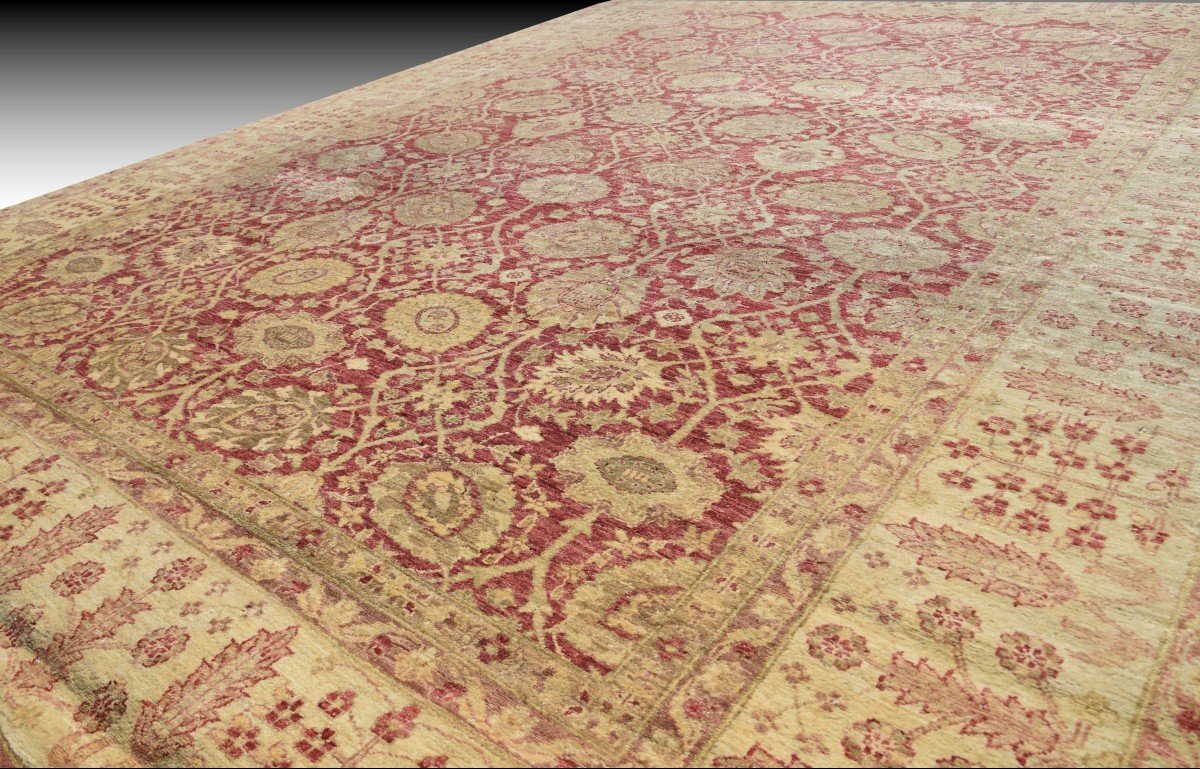 Large Ziegler Oriental Rug: 3.90 X 2.80 Meters - Handmade In Wool-photo-5