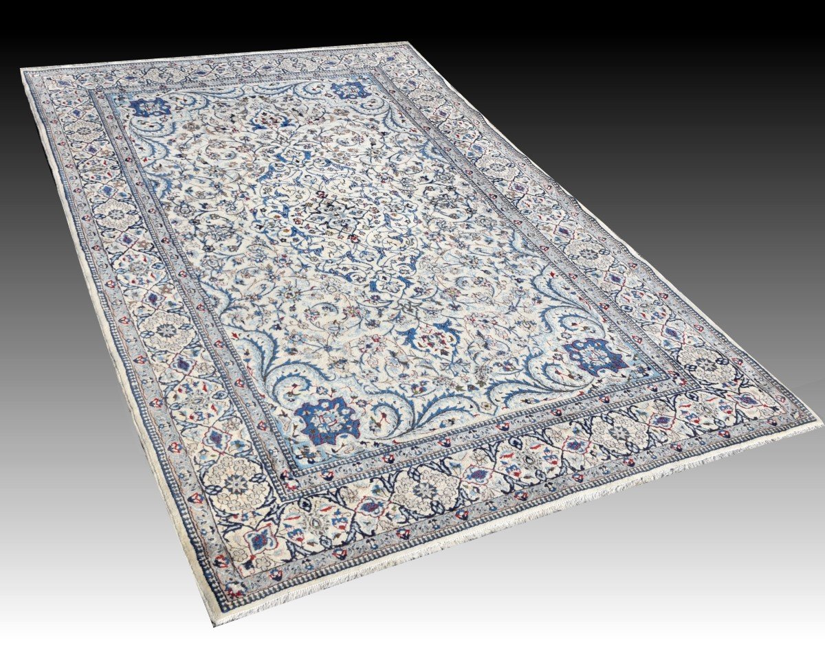 Tapis d'Orient Persan Iran Naïn Laine Et Soie : 3.10 X 2.08 Mètres-photo-2