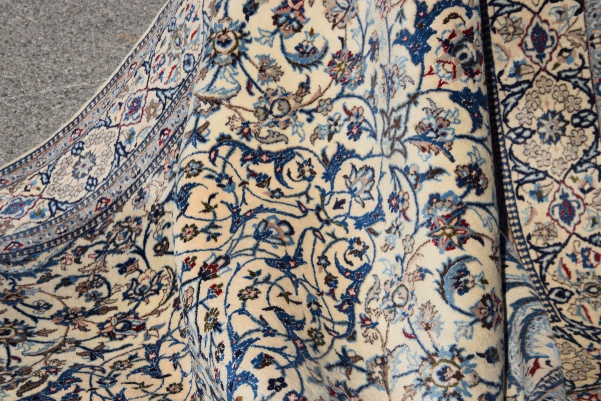 Tapis d'Orient Persan Iran Naïn Laine Et Soie : 3.10 X 2.08 Mètres-photo-8