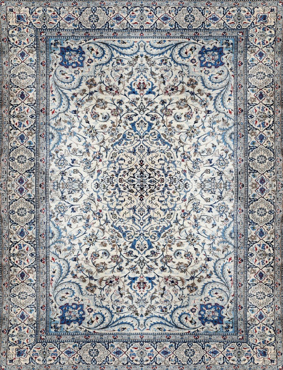 Tapis d'Orient Persan Iran Naïn Laine Et Soie : 3.10 X 2.08 Mètres