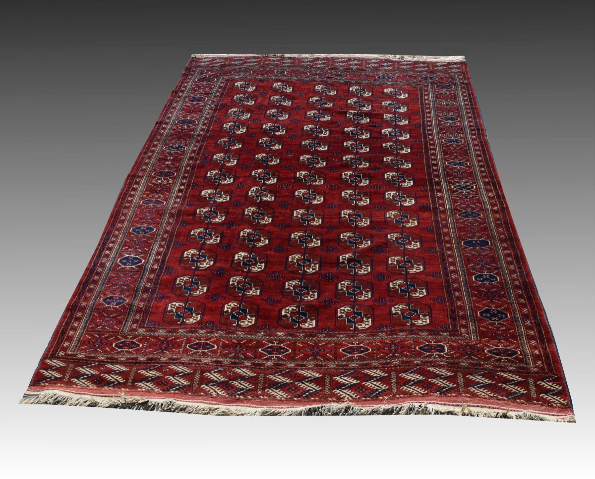 Semi-antique Turkmen Bukhara Rug: 2.90 × 2.10 Meters-photo-2