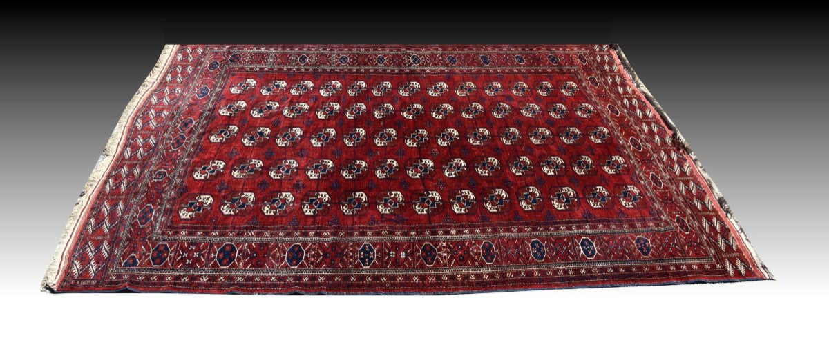 Semi-antique Turkmen Bukhara Rug: 2.90 × 2.10 Meters-photo-3