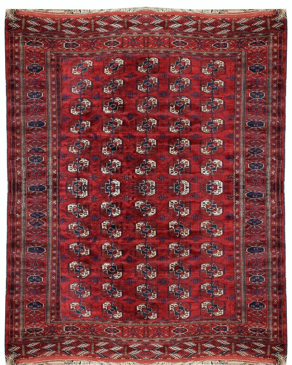 Semi-antique Turkmen Bukhara Rug: 2.90 × 2.10 Meters-photo-4