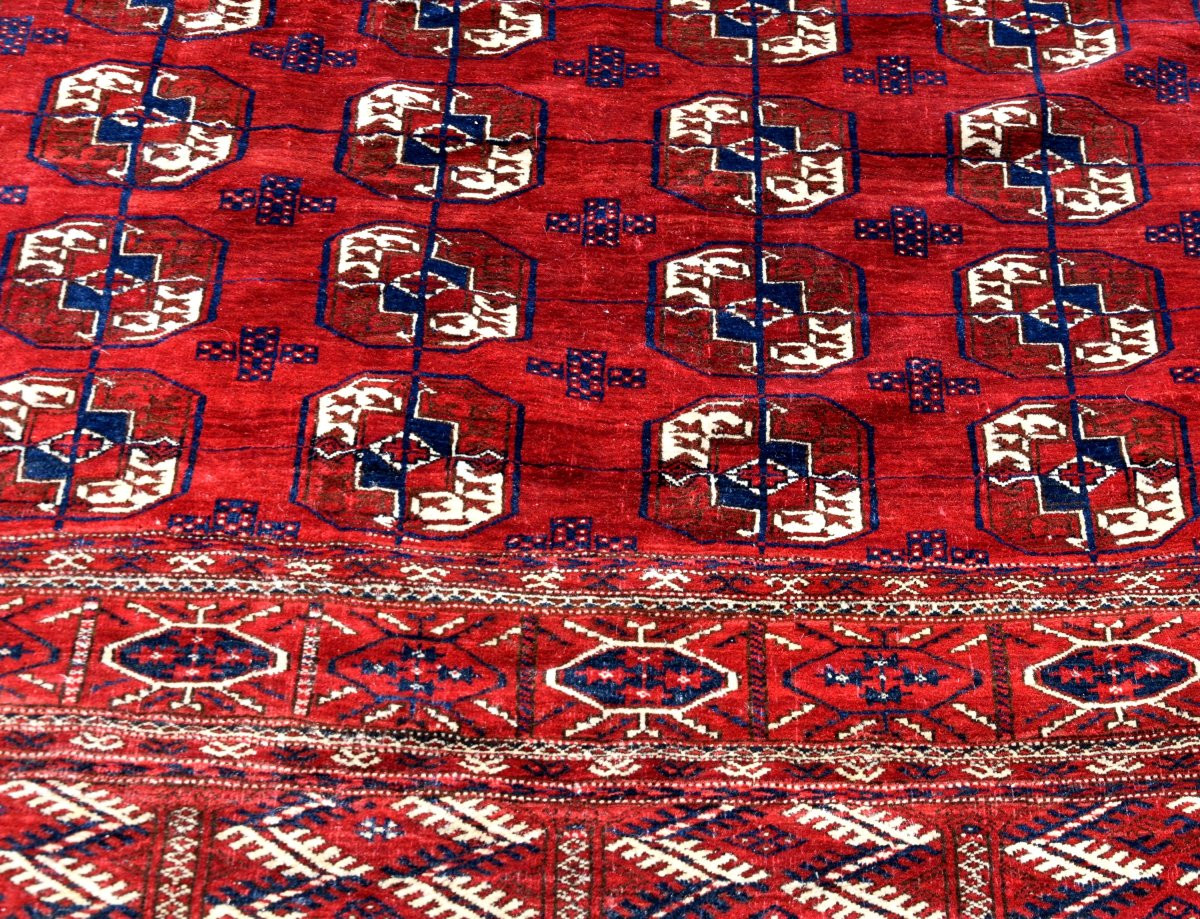 Semi-antique Turkmen Bukhara Rug: 2.90 × 2.10 Meters-photo-4