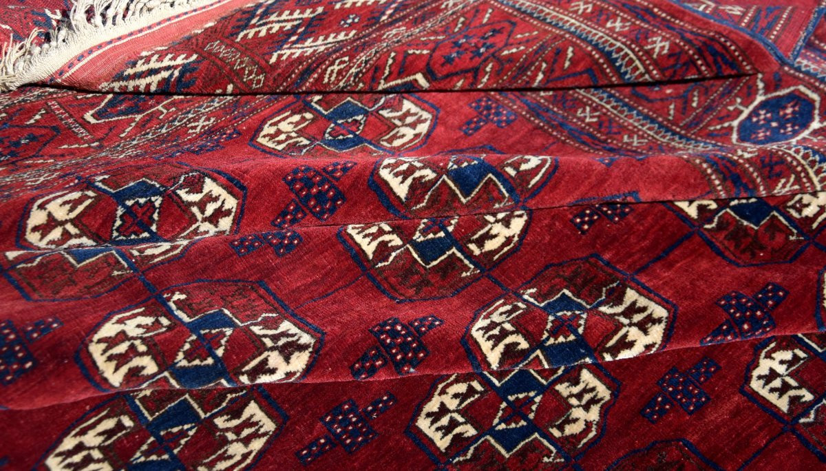 Semi-antique Turkmen Bukhara Rug: 2.90 × 2.10 Meters-photo-6