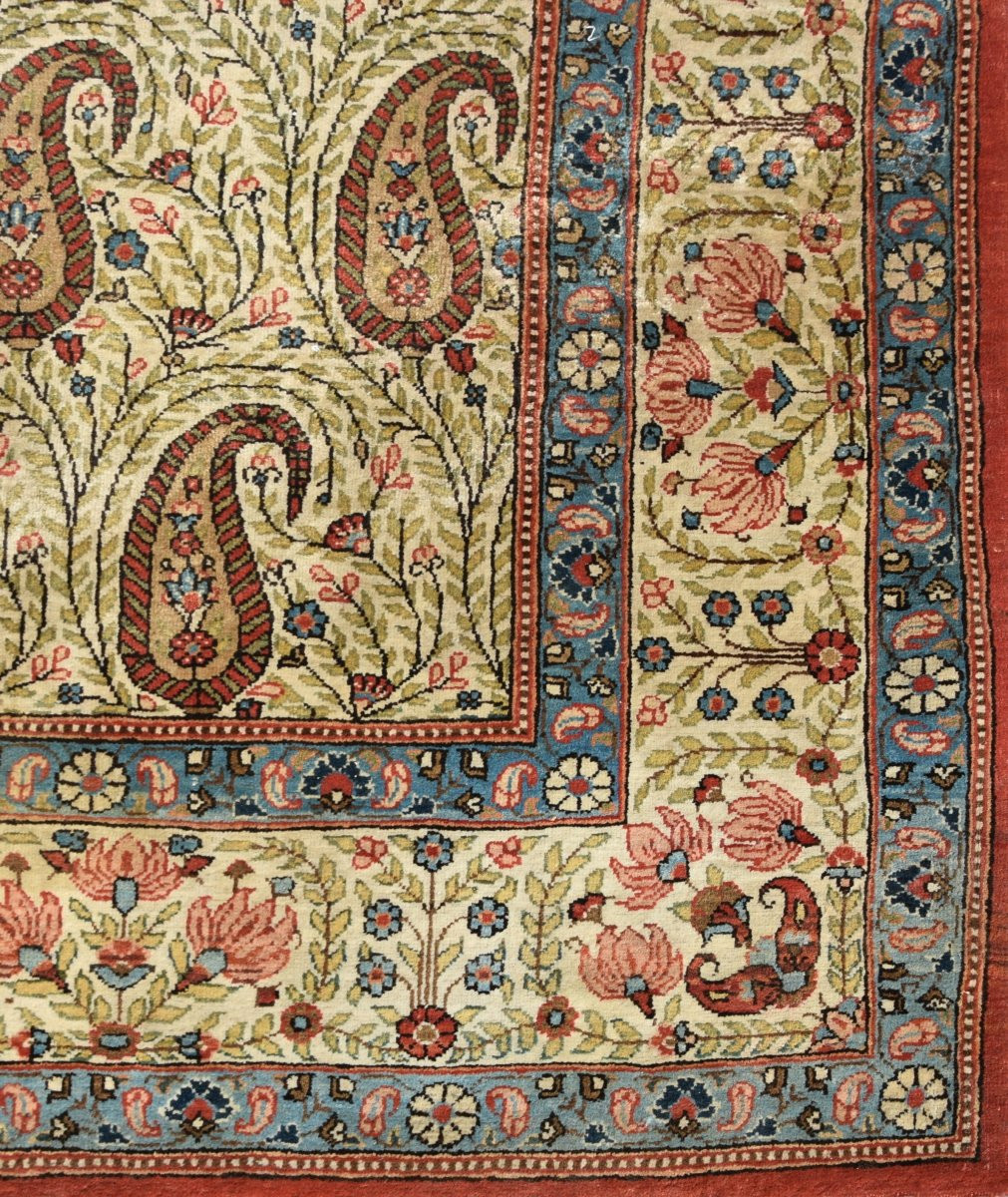 Grand Tapis d'Orient Iran Ghoum, Laine Kurk : 4.07 X 2.45 Mètres-photo-4