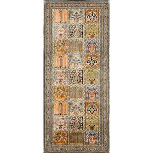 Tapis d'Orient du Kashmir en Soie : 1.64 X 0.62 Mètres