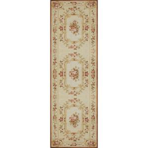 Large Aubusson Style Hallway Rug: 3.57 X 0.75 Meters -