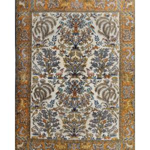 Tapis d'Orient Iran Ghoum : 1.38 X 2.10 M- Laine Et Soie