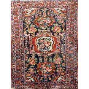 Antique Iranian Bakhtiar Faradombeh Oriental Rug: 3.37 X 2.13 Meters 