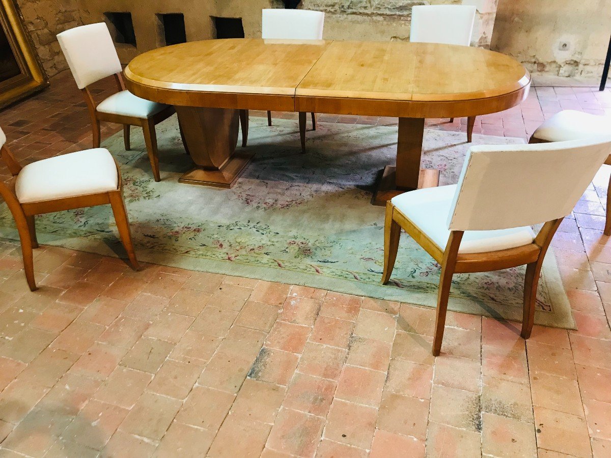 Table And 6 Art Deco Chairs In Sycamore-photo-3