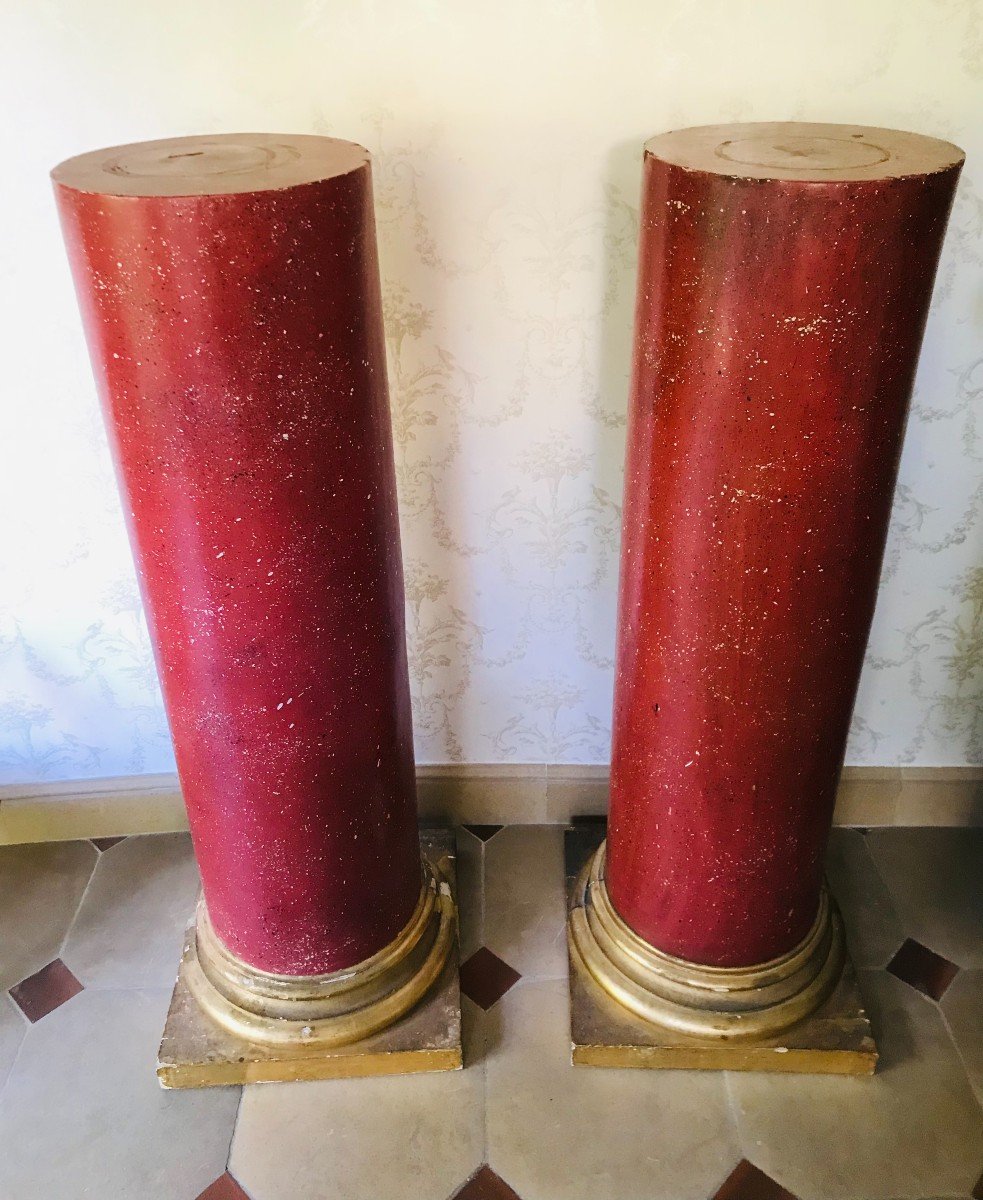 Pair Of Porphyry Patina Columns-photo-2