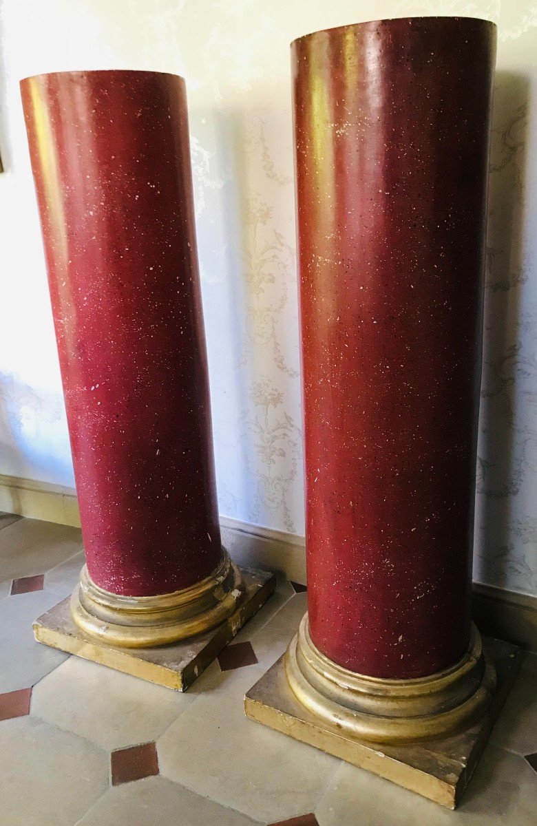 Pair Of Porphyry Patina Columns-photo-3