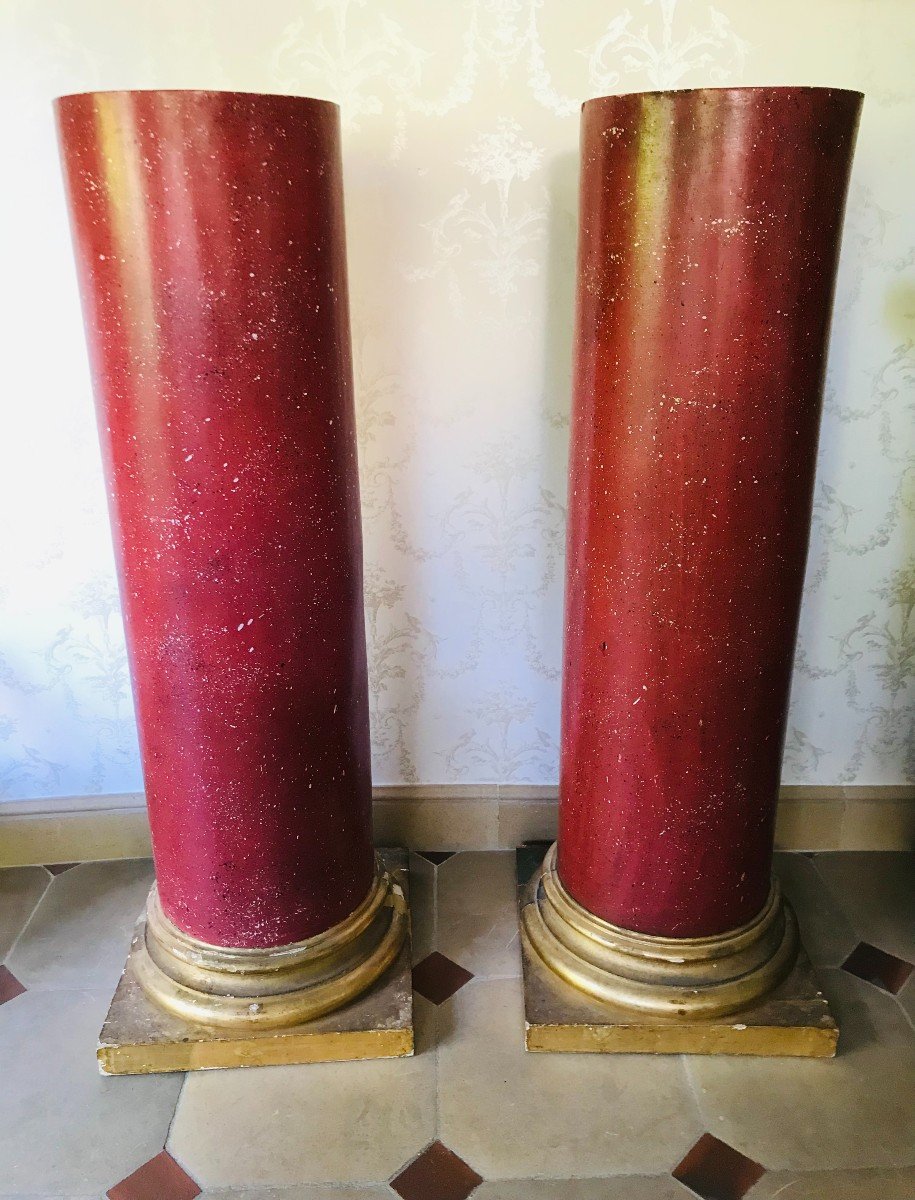 Pair Of Porphyry Patina Columns