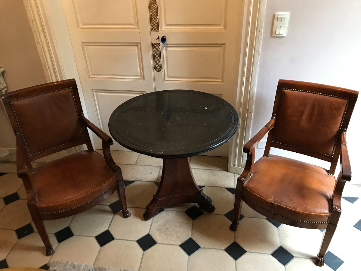 Paire De Fauteuils D 'officier d'Epoque Empire -photo-2