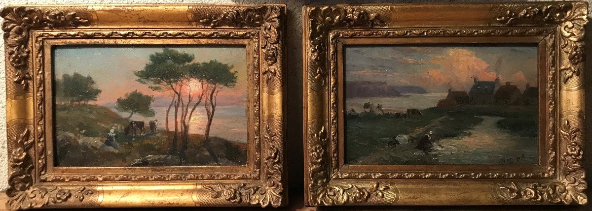 Pair Of Oils On Panel - Jacques Marcelin