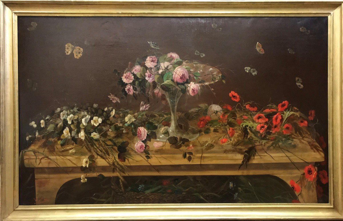 Nature Morte Aux Roses - XIXème V. Addé