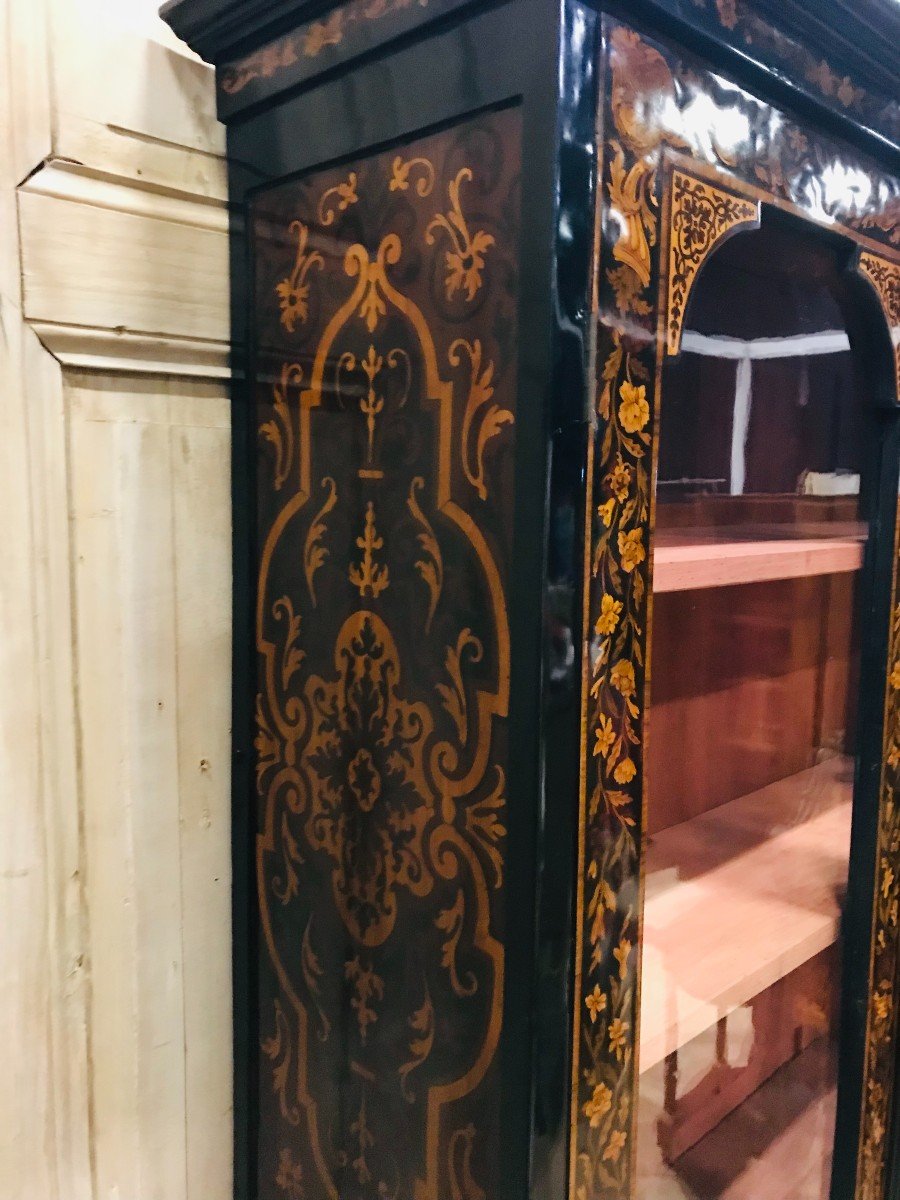 Bookcase In Floral Marquetry, Paris Louisxiv Period-photo-3