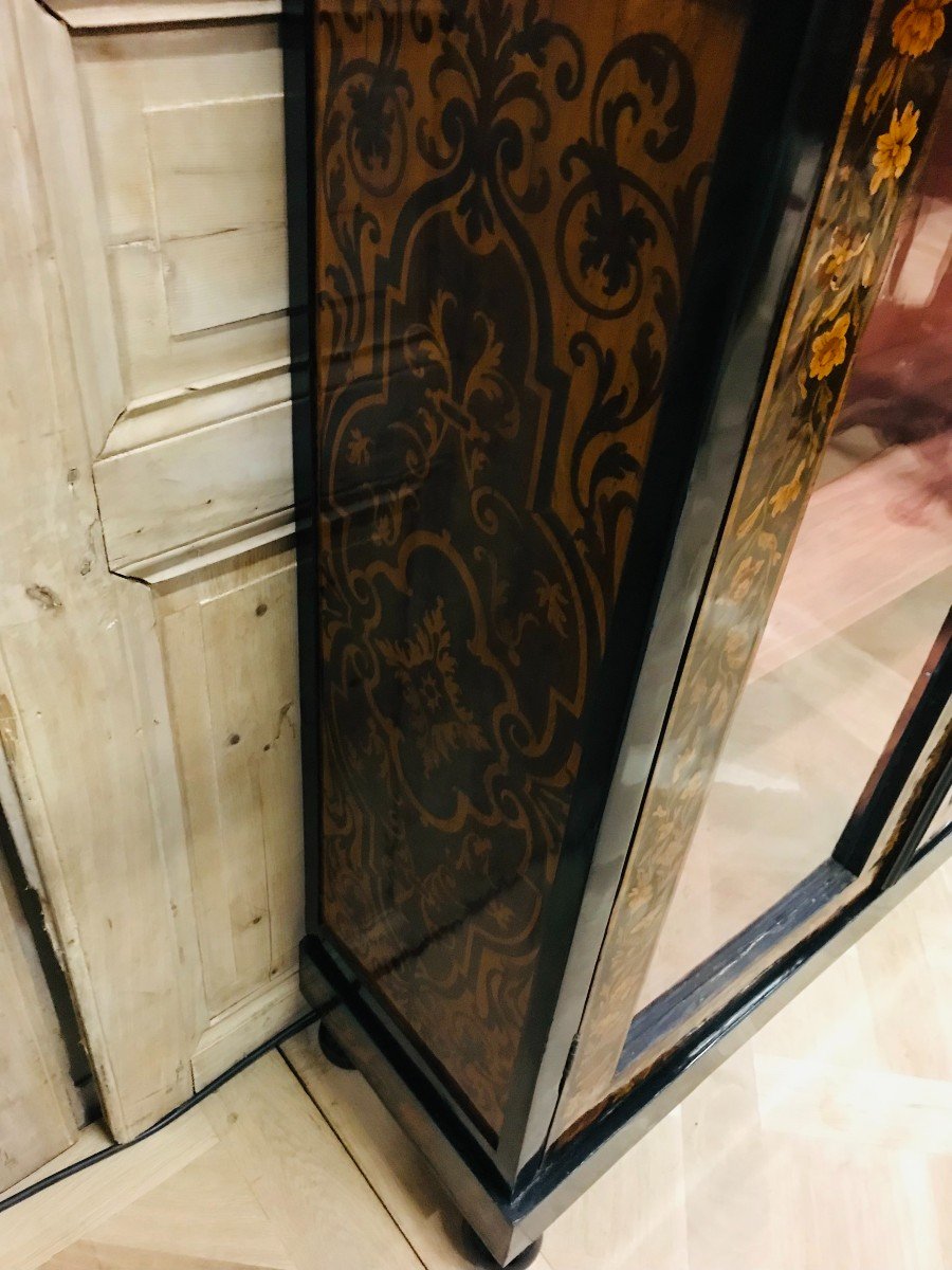 Bookcase In Floral Marquetry, Paris Louisxiv Period-photo-4