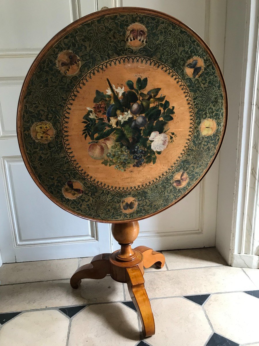 Pedestal In Lemon Tree Painted Tray Charles X Period