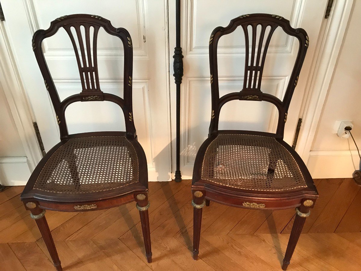 Pair Of Mahogany Chairs By Francois-linke