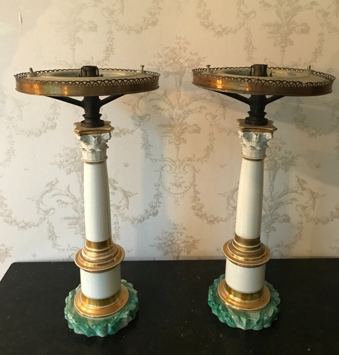 Pair Of Porcelain Lamps Early 19th Century