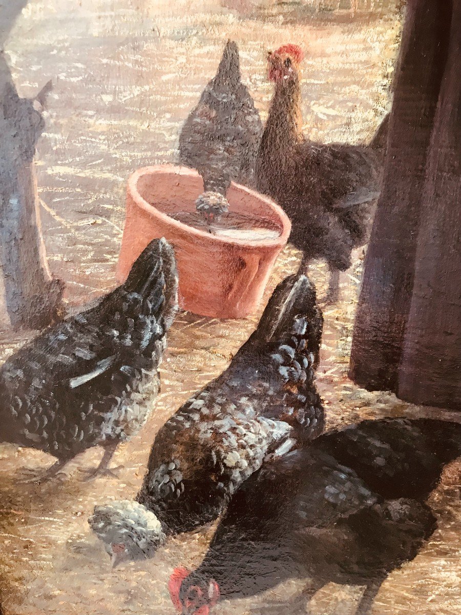 Le Repas Des Poules - François Eugène Brillaud-photo-1