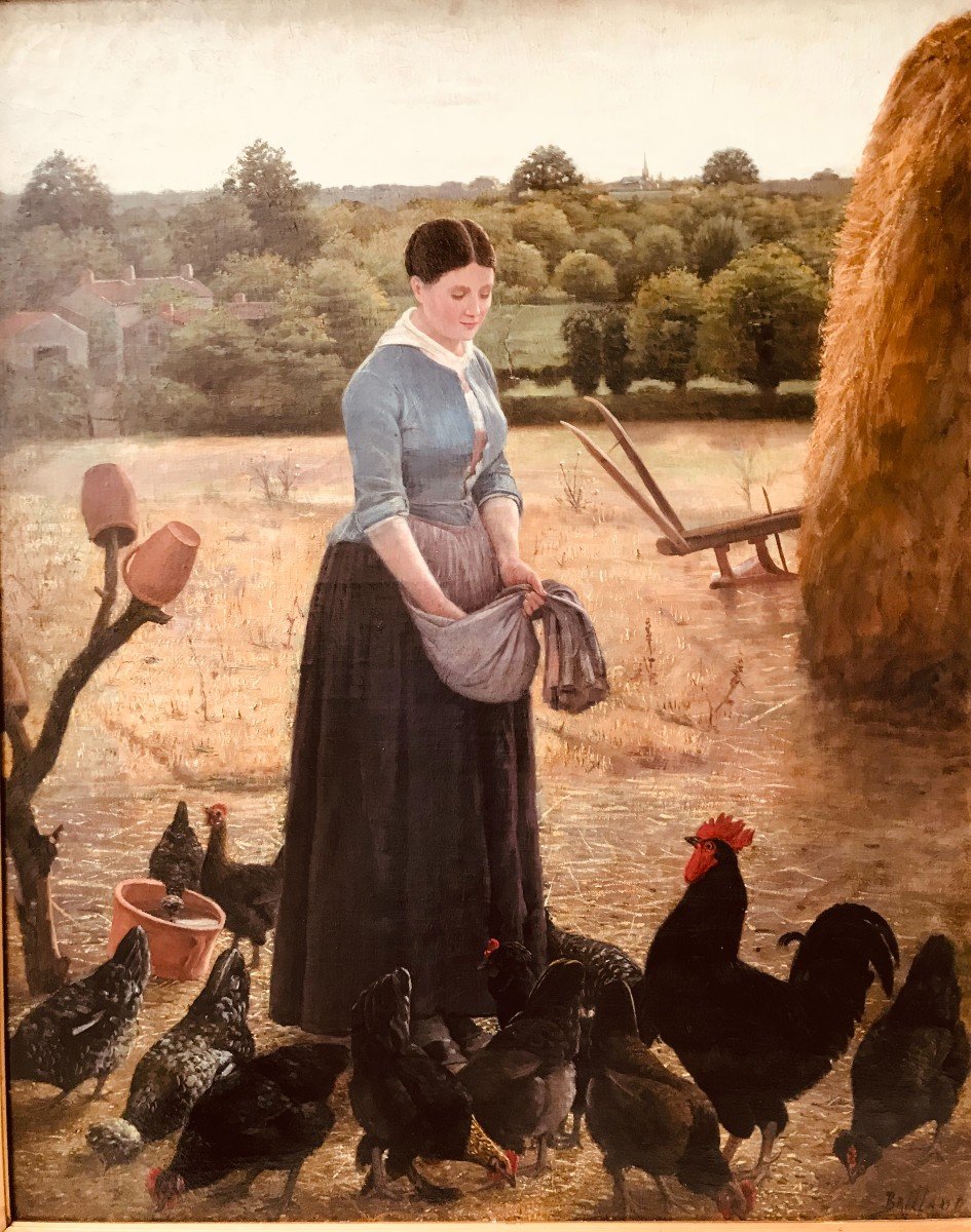 Le Repas Des Poules - François Eugène Brillaud