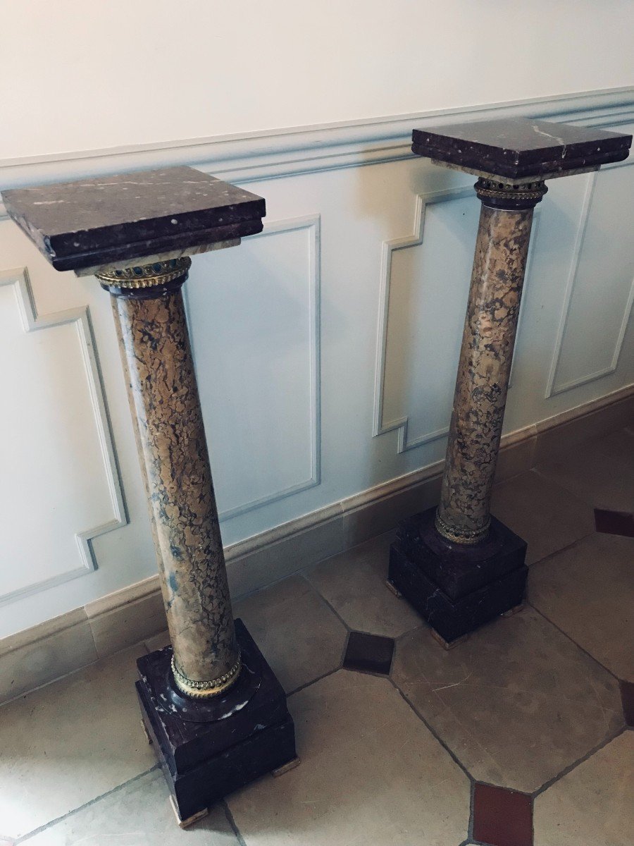 Pair Of 19th Century Marble Columns-photo-3