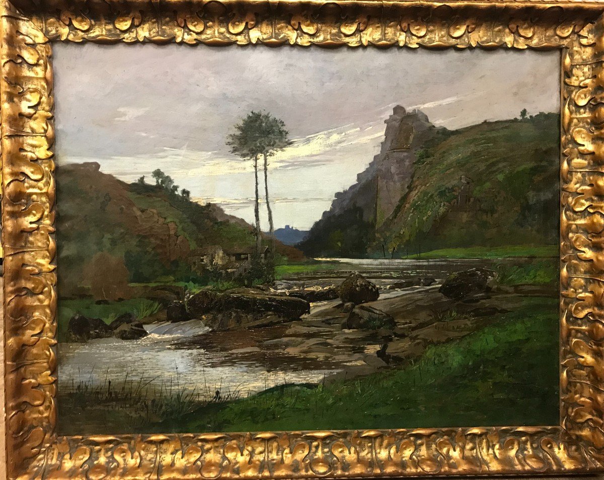 Oil On Canvas "creuse Valley" Signed Fernand Combes