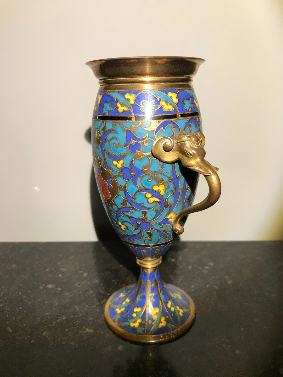 Cloisonné Bronze Vase Signed F. Barbedienne-photo-5