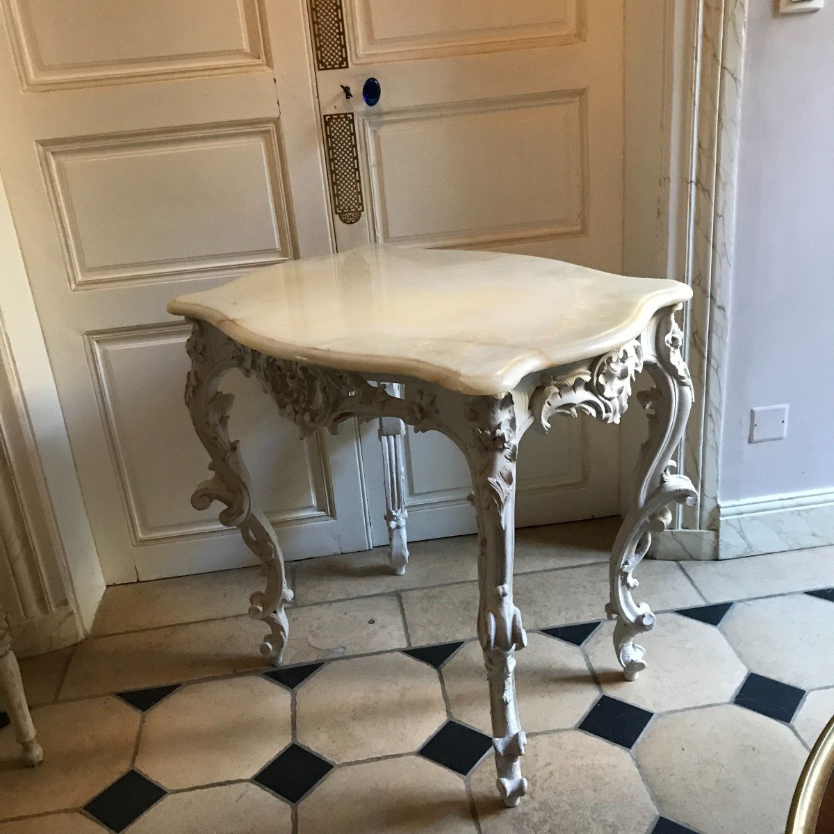 Table De Style Louis XV  Dessus Onyx-photo-2