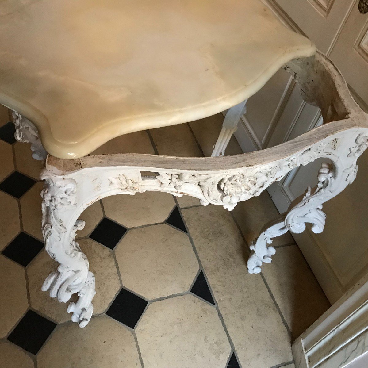 Table De Style Louis XV  Dessus Onyx-photo-3