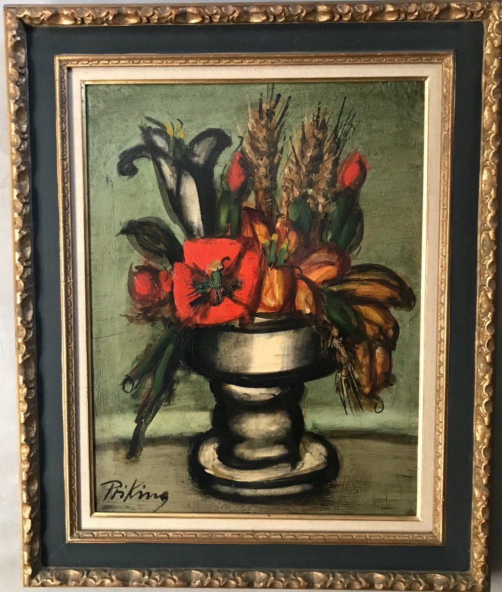 Oil On Canvas Bouquet Of Flowers By Franz Priking