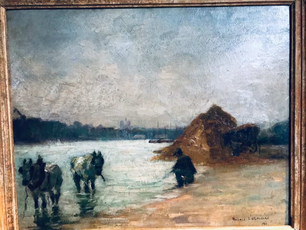 Huile Sur Panneau - Bord De Rivière Par Horace Colmaire -photo-3