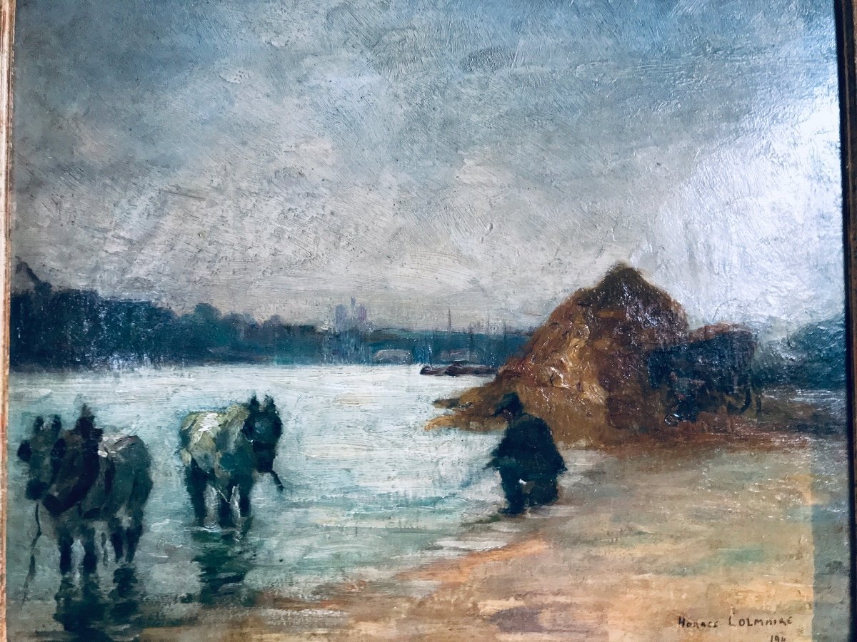 Huile Sur Panneau - Bord De Rivière Par Horace Colmaire -photo-4