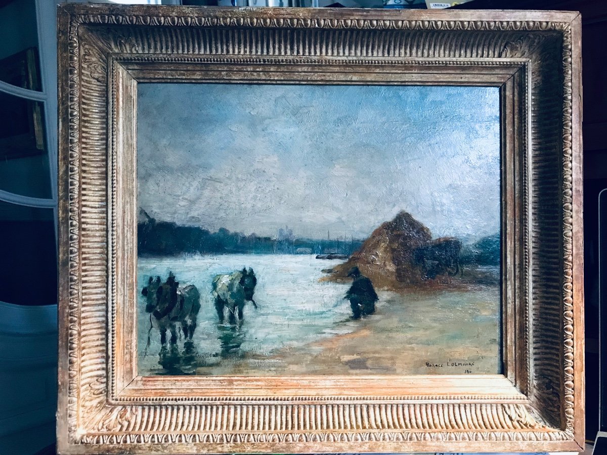 Huile Sur Panneau - Bord De Rivière Par Horace Colmaire -photo-6