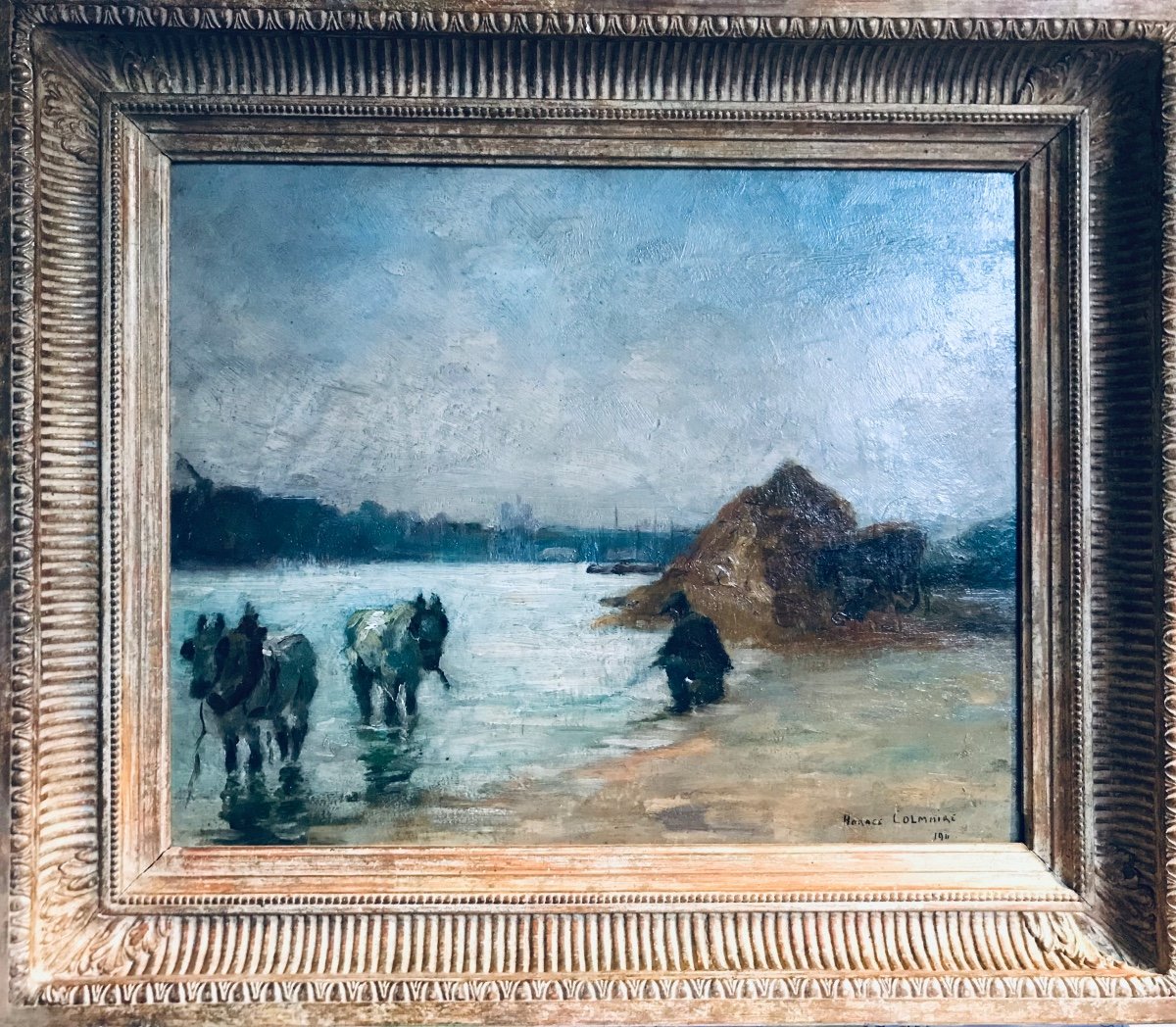 Huile Sur Panneau - Bord De Rivière Par Horace Colmaire 