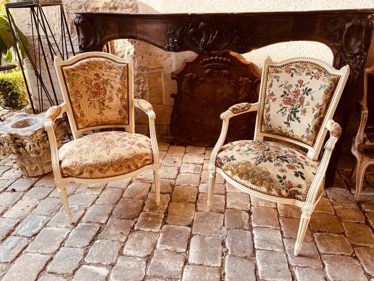 Pair Of Cabriolets In Lacquered Wood From The Louis XVI Period