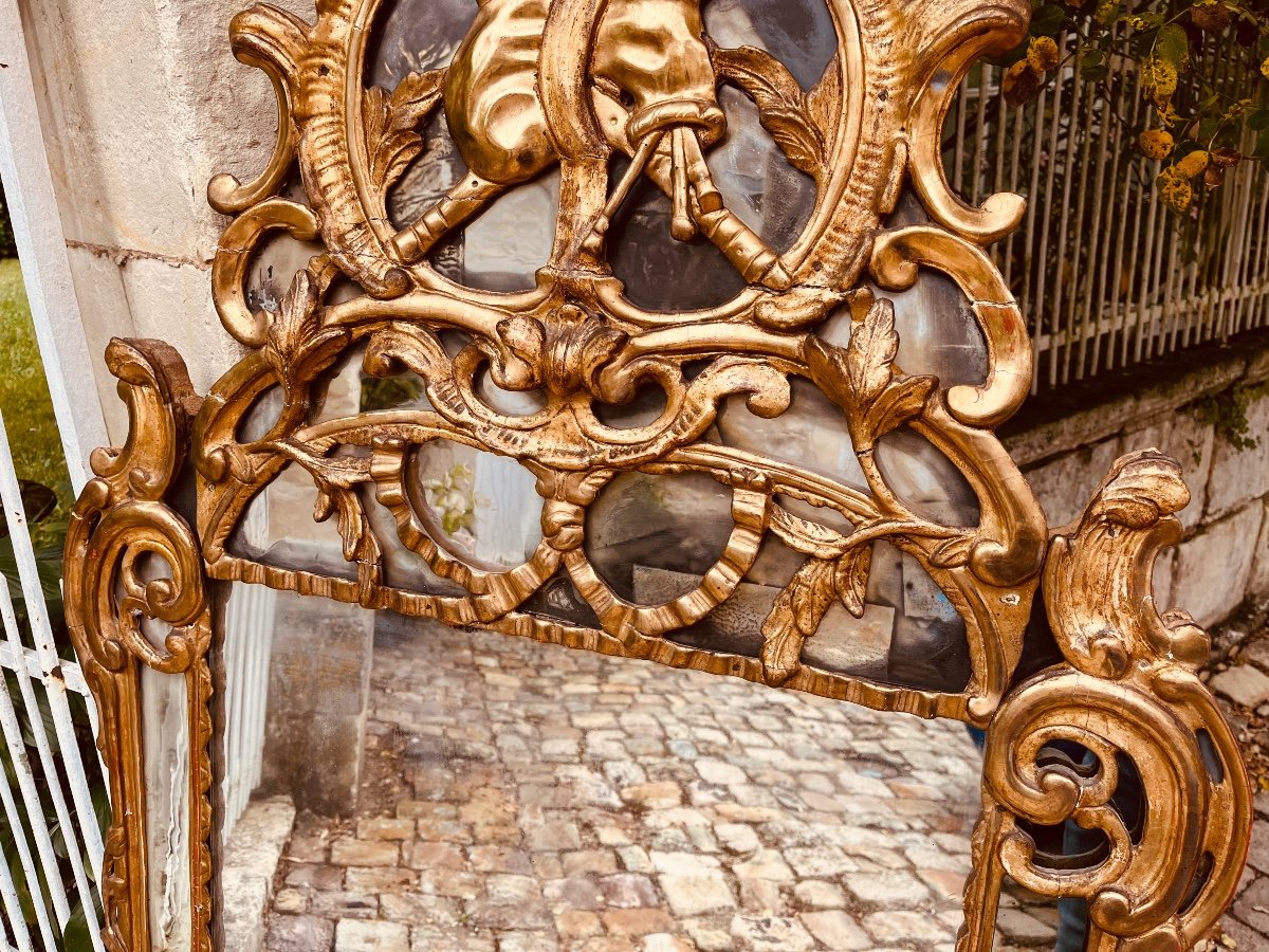 18th Century Golden Wood Beaded Mirror - Beaucaire -photo-2